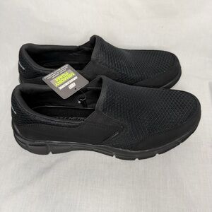 Skechers Men's Black Mesh Slip-Ons